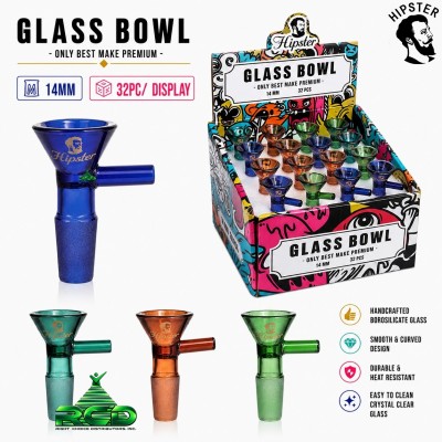 HIPSTER COLORED FUNNEL W/ ST. HANDLE 14MM GLASS BOWL 32CT/ DISPLAY BMDSET08